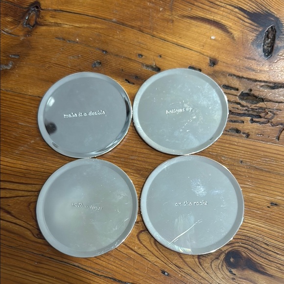Kate Spade Lenox Silver Mirrored Drink Coaster Set of 4 - Picture 1 of 7